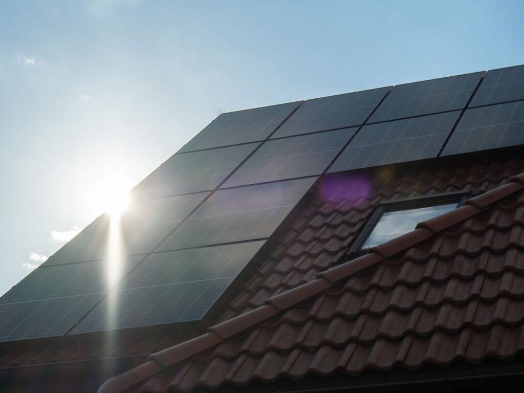 house roof with solar panels