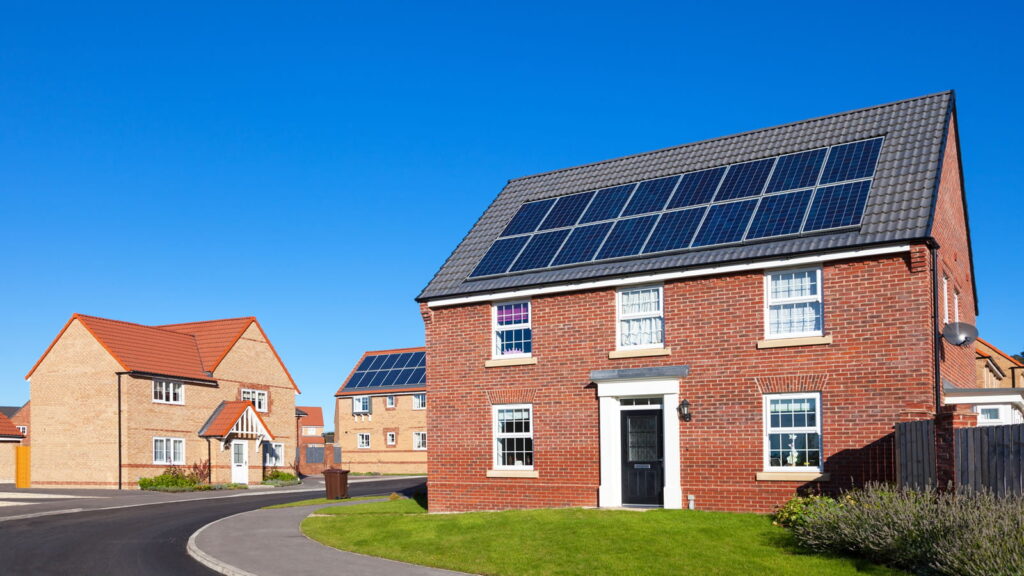House on estate with solar panels